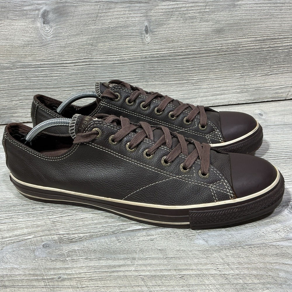 Converse Chuck Taylor All Star CTAS Men's Size 12 Brown Leather Low Top Sneakers